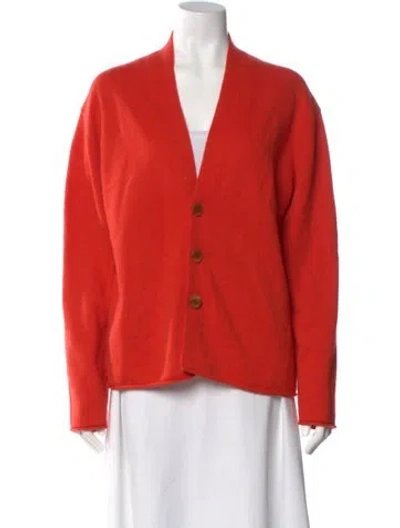 Pre-owned Guest In Residence Cashmere V-neck Sweater In Red