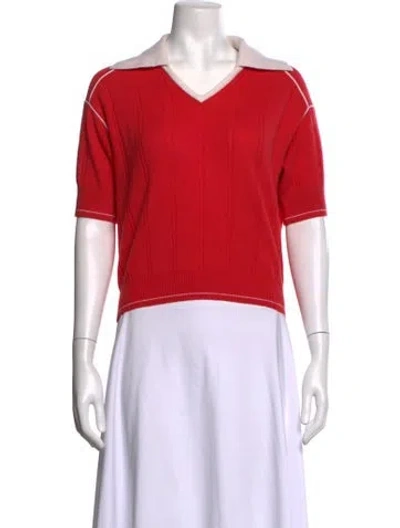 Pre-owned Guest In Residence Cashmere V-neck Sweater In Red
