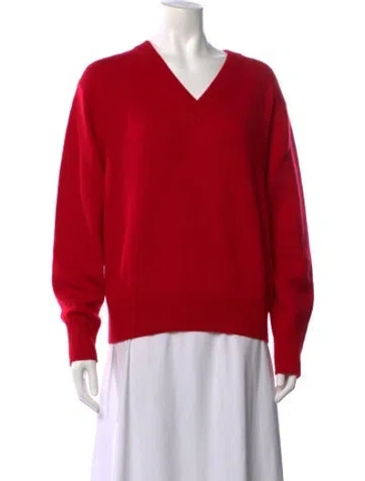 Pre-owned Guest In Residence Cashmere V-neck Sweater In Red