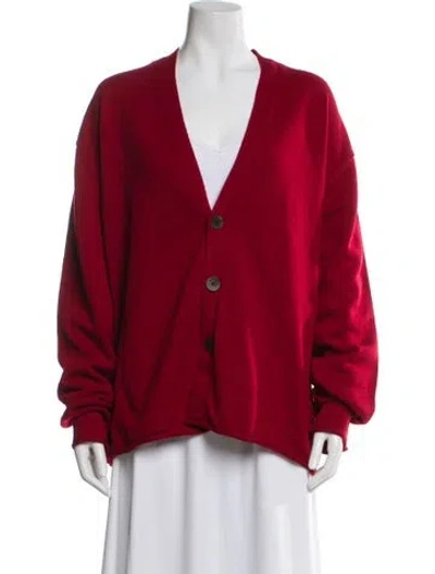 Pre-owned Guest In Residence Cashmere V-neck Sweater W/ Tags In Red