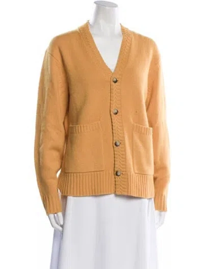 Pre-owned Guest In Residence Cashmere V-neck Sweater In Yellow