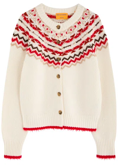 Guest In Residence Chalet Fair-isle Wool-blend Cardigan In Cream
