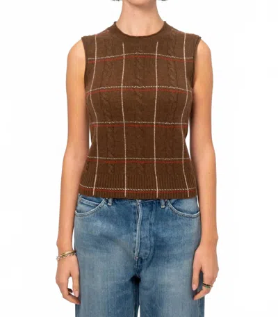Guest In Residence Check Sleeveless Vest In Chesnut Combo In Brown