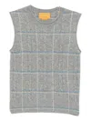 Guest In Residence Checked Knitted Vest In Gray