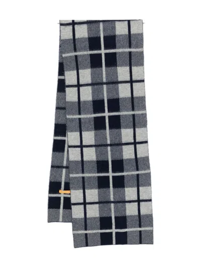Guest In Residence Checked Wool Scarf In Gray