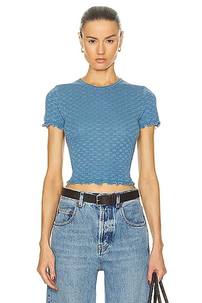 Guest In Residence Checker Baby Tee In Denim Blue