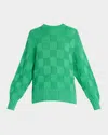 Guest In Residence Checker Cozy Crewneck Sweater In Medium Green