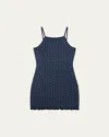 Guest In Residence Checker Tank Mini Dress In Midnight/denim Blue