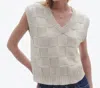Guest In Residence Checker Vest In Ecru
