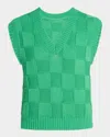 Guest In Residence Checker Vest In Medium Green