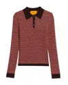 Guest In Residence Chevron Cashmere Long-sleeve Shrunken Polo In Brown