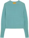 Guest In Residence Classic Crew Neck Sweater In Solid Pink Cotton In Blue