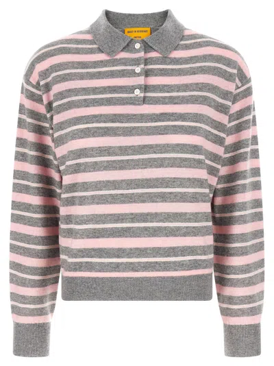 Guest In Residence Clloegiate Stripe Polo Sweater In Black