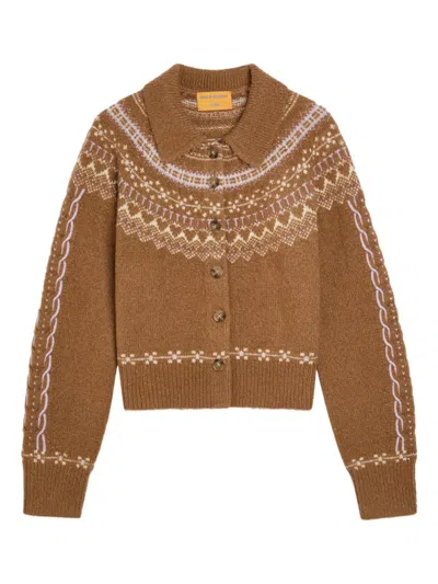 Guest In Residence Cloud Chalet Fair Isle Wool-blend Cardigan In Brown