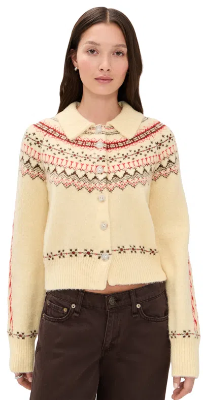 Guest In Residence Cloud Chalet Fair Isle Wool And Cashmere-blend Cardigan In Yellow