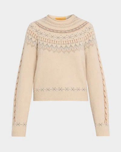 Guest In Residence Cloud Chalet Fair Isle Wool And Cashmere-blend Sweater In Nude