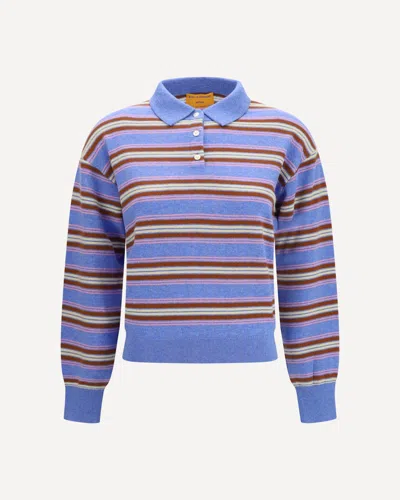 Guest In Residence College Striped Polo Sweater In Multicolour