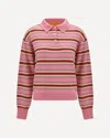 Guest In Residence Pink Striped Cashmere Knit Collegiate Stripe Polo Shirt In Pink