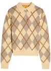 Guest In Residence Collegiate Argyle Wool-blend Polo Jumper In Nude