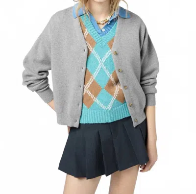 Guest In Residence Collegiate Cardigan In Heather Grey In Gray