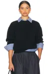 Guest In Residence Collegiate Cashmere Crew Sweater In Black