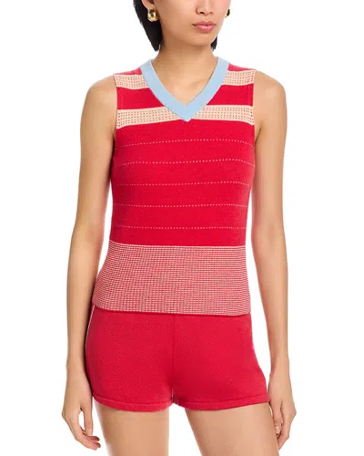 Guest In Residence Collegiate Stripe Vest In Red