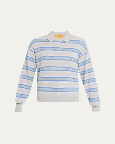 Guest In Residence Collegiate Stripe Cashmere Polo In Blue
