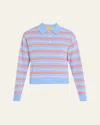 Guest In Residence Womens French Blue Combo Collegiate Striped Cashmere-knit Polo Shirt Xs In Light/pastel Blue