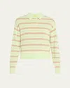 Guest In Residence Cashmere Striped Polo Shirt In Light/pastel Green