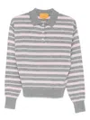 Guest In Residence Collegiate Stripe Long-leeves Polo Top In Brown