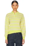 Guest In Residence Collegiate Stripe Polo Cashmere Sweater In Lemon Combo