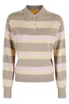 Guest In Residence Collegiate Stripe Polo With Cashmere Composition In Neutral