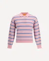 Guest In Residence Striped Three-button Polo Shirt In Pink