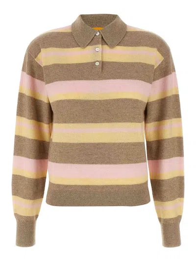 Guest In Residence Collegiate Stripe Polo Shirt In Brown