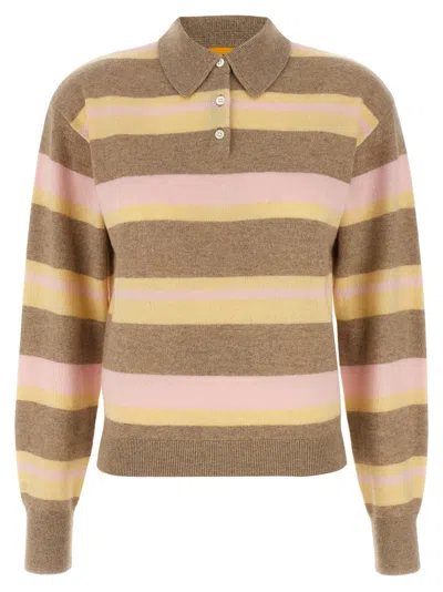 Guest In Residence 'collegiate Stripe' Polo Shirt In Burgundy