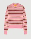 Guest In Residence Pink Striped Cashmere Knit Collegiate Stripe Polo Shirt In Pink