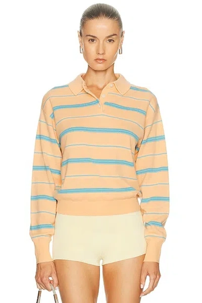 Guest In Residence Collegiate Stripe Polo Sweater In Blue