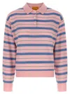 Guest In Residence Collegiate Stripe Polo Sweater In Pink
