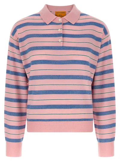 GUEST IN RESIDENCE COLLEGIATE STRIPE POLO SWEATER