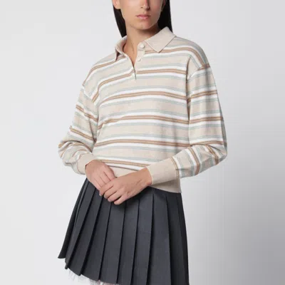 Guest In Residence Collegiate Stripe Polo Sweater Sandstone In Multi