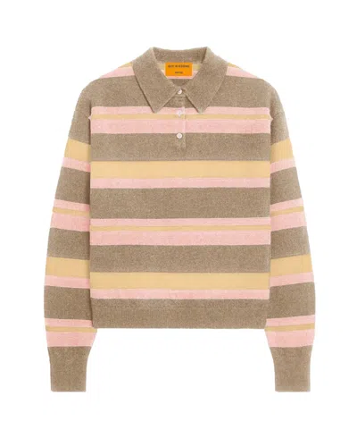 Guest In Residence Collegiate Stripe Polo Taupe Combo In Brown