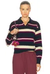 Guest In Residence Collegiate Striped Cashmere Polo In Blue