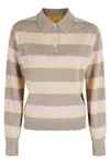 Guest In Residence Collegiate Stripe Polo With Cashmere Composition In Brown