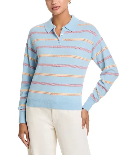 Guest In Residence Collegiate Striped Polo Top In Blue