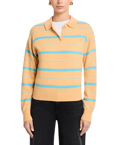 Guest In Residence Collegiate Striped Cashmere Polo Sweater In Yellow