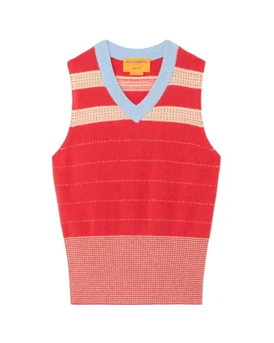 Guest In Residence Collegiate Stripe Vest In Red
