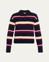 Guest In Residence Collegiate Striped Cashmere Polo In Blue