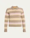 Guest In Residence Collegiate Striped Cashmere Polo In Brown