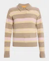 Guest In Residence Collegiate Striped Cashmere Polo In Brown