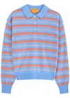 Guest In Residence Womens French Blue Combo Collegiate Striped Cashmere-knit Polo Shirt Xs In Stripe